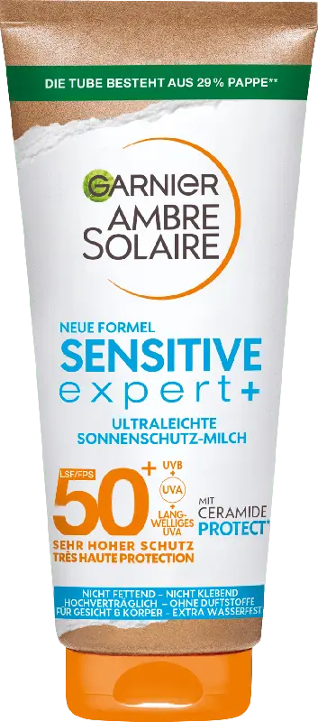 Garnier Ambre Solaire Sensitive expert+ Ultraleichte Sonnenschutz-Milch LSF 50+