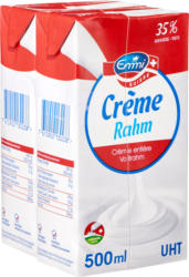 Crème entière Emmi , UHT, 35% de matière grasse, 2 x 500 ml