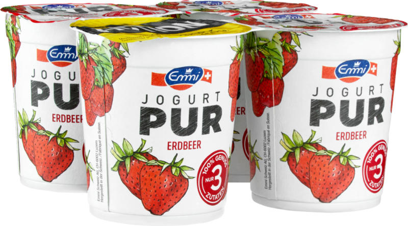 Emmi Jogurt pur Erdbeer, 4 x 150 g