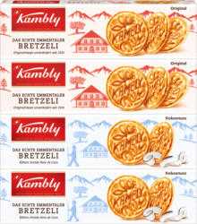 Bretzeli Kambly, assortiti: 2 x Original, 2 x Noce di cocco, 4 x 115 g