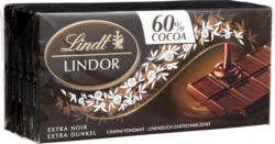 Lindt Lindor Tafelschokolade Extra Dunkel, 60% Cacao, 5 x 100 g