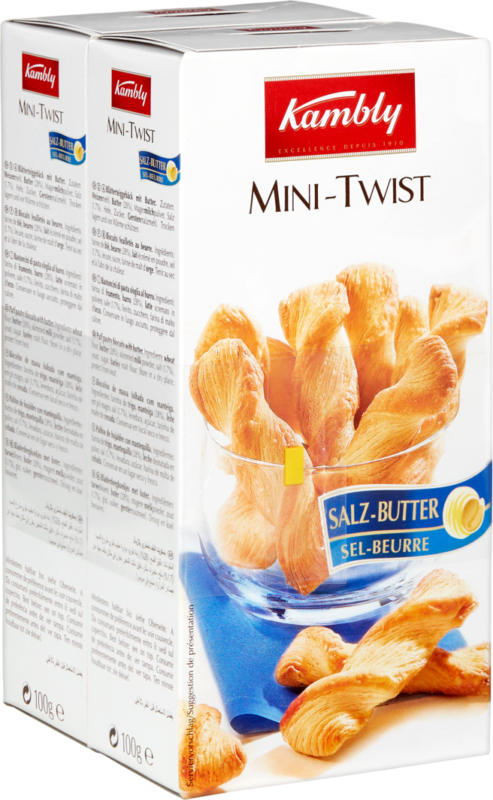 Kambly Mini-Twist, Salz-Butter, 2 x 100 g