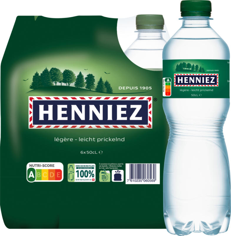 Acqua minerale Légère Henniez, peu gazeuse, 6 x 50 cl