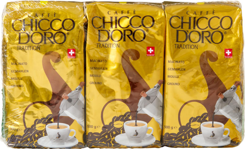 Chicco d’Oro Kaffee Tradition, gemahlen, 3 x 500 g
