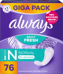 Protège-slips Daily Fresh Always , Normal, ohne Duft, 76 Stück