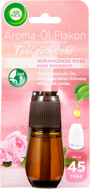 Flacon diffuseur de parfums aux huiles essentielles Rose apaisante Air Wick, Recharge, 20 ml