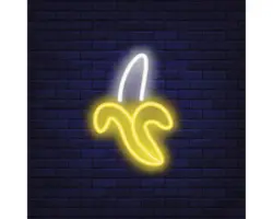 Glasbild Neon Banana 20x20 cm