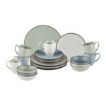 Pfister Set de vaisselle FARMHOUSE, porcelaine, beige/vert/bleu