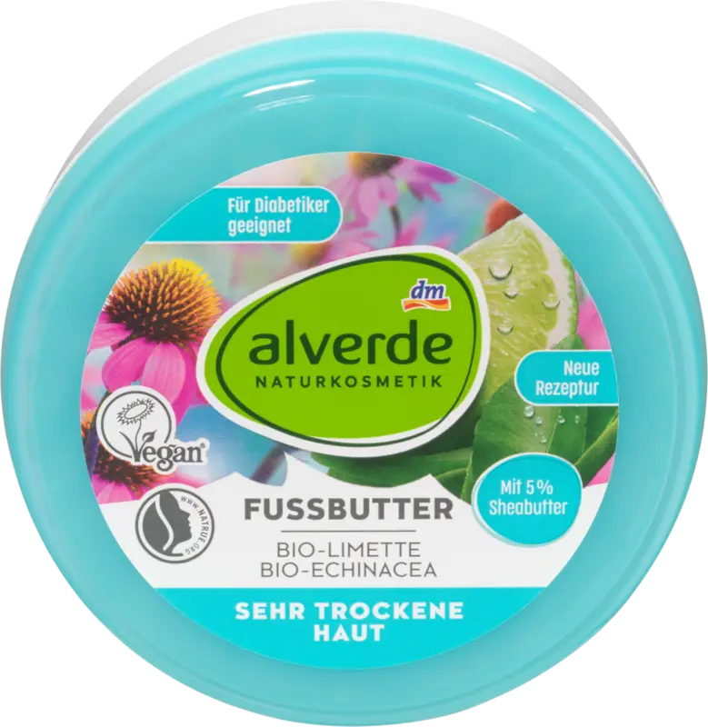 alverde NATURKOSMETIK Fußbutter Bio-Limette, Bio-Echinacea