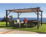 Hornbach Pergola, Paragon Modena 12x20 Espresso inkl. integriertem Sonnensegel 594 x 323 cm Holzoptik