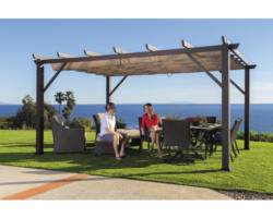 Pergola, Paragon Modena 12x20 Espresso inkl. integriertem Sonnensegel 594 x 323 cm Holzoptik