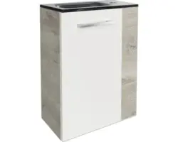 Waschbeckenunterschrank Fackelmann SBC Mini 45 links 60x44x24,3 cm ohne Waschbecken weiß/eiche natur