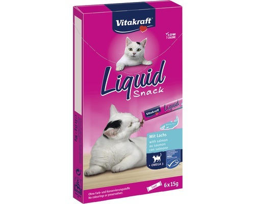 Katzensnack VITAKRAFT Cat Liquid Lachs und Omega3 6x15 g