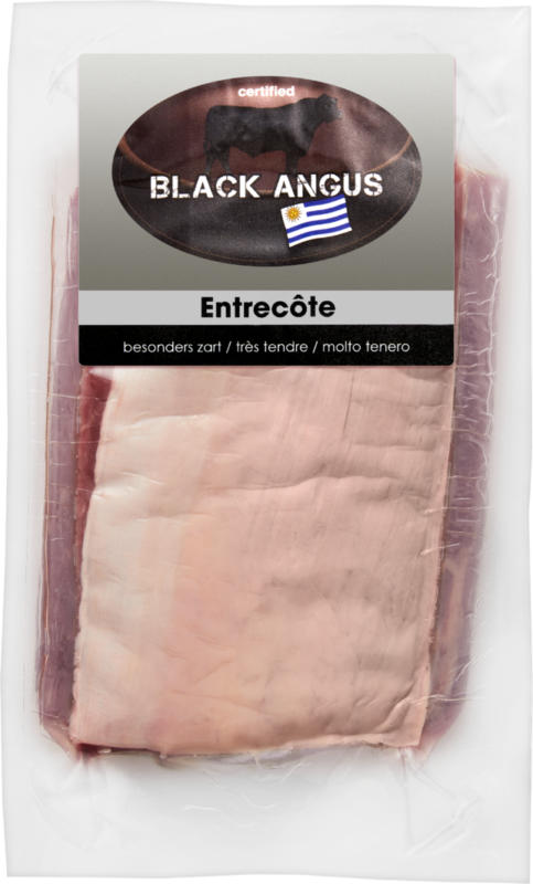 Black Angus Rindsentrecôte, Uruguay, ca. 800 g, per 100 g