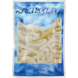 Pazifische Tintenfischringe, glasiert, roh, IQF, mit zugesetztem Wasser