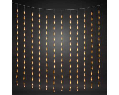 LED Lichtervorhang Konstsmide tropfenförmig 400 LEDs Lichterfarbe bernstein