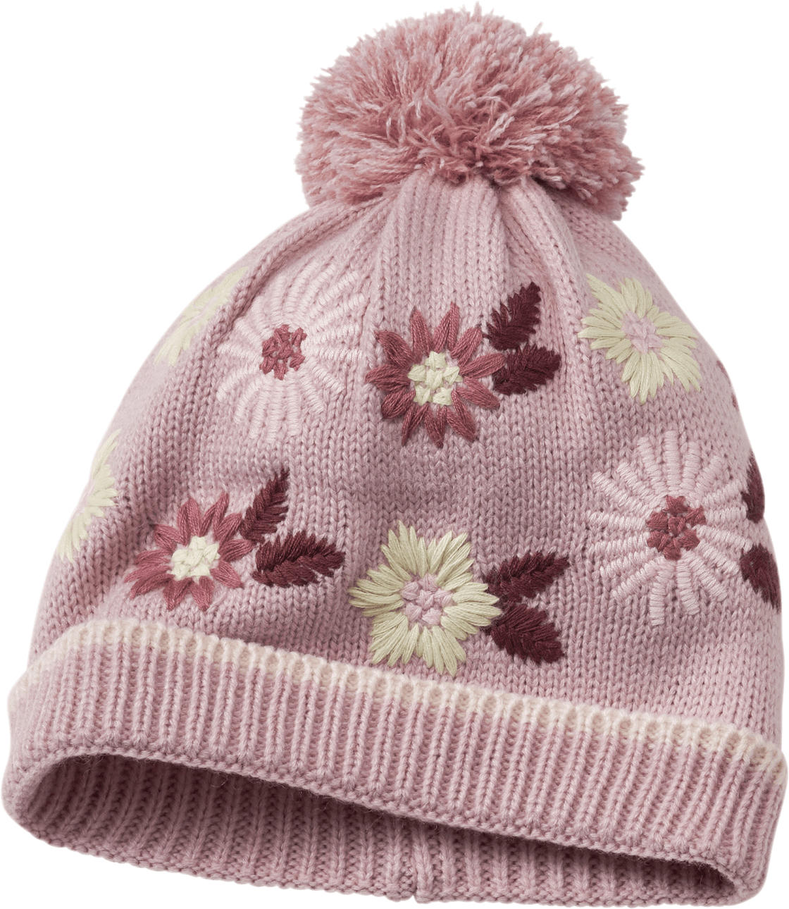 PUSBLU Mütze mit Blumen-Motiv, rosa, Gr. 52/53