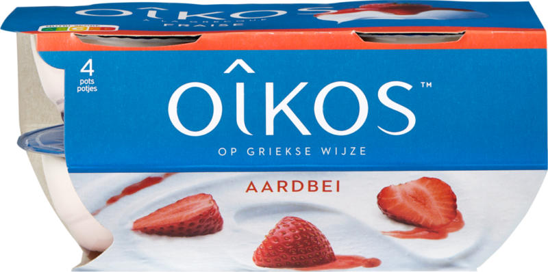 Yogurt Fragola Oikos Danone, alla greca, 4 x 115 g