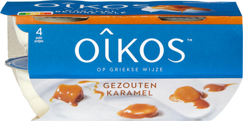 Yogourt Caramel Oikos Danone, à la grecque, 4 x 115 g