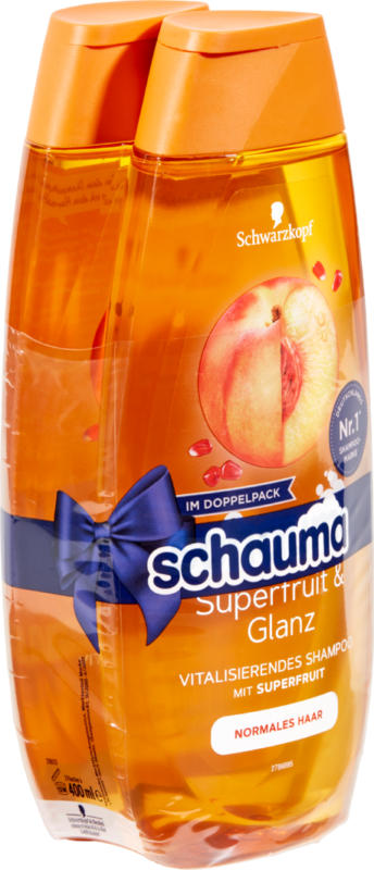 Shampoo Superfruit & Lucentezza Schauma Schwarzkopf, 2 x 400 ml