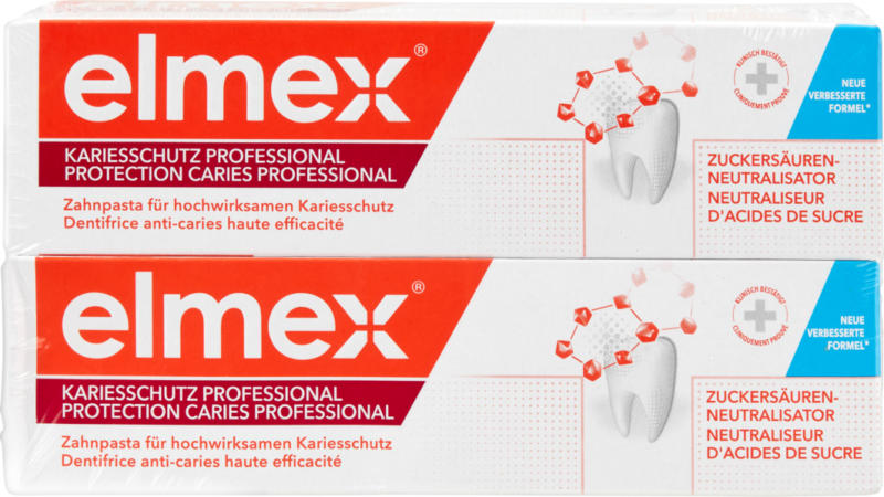 Dentifrice Protection Caries Professional Elmex, 2 x 75 ml