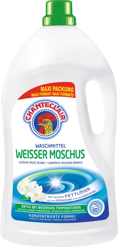Chanteclair Flüssigwaschmittel weisser Moschus, 80 Waschgänge, 4 Liter