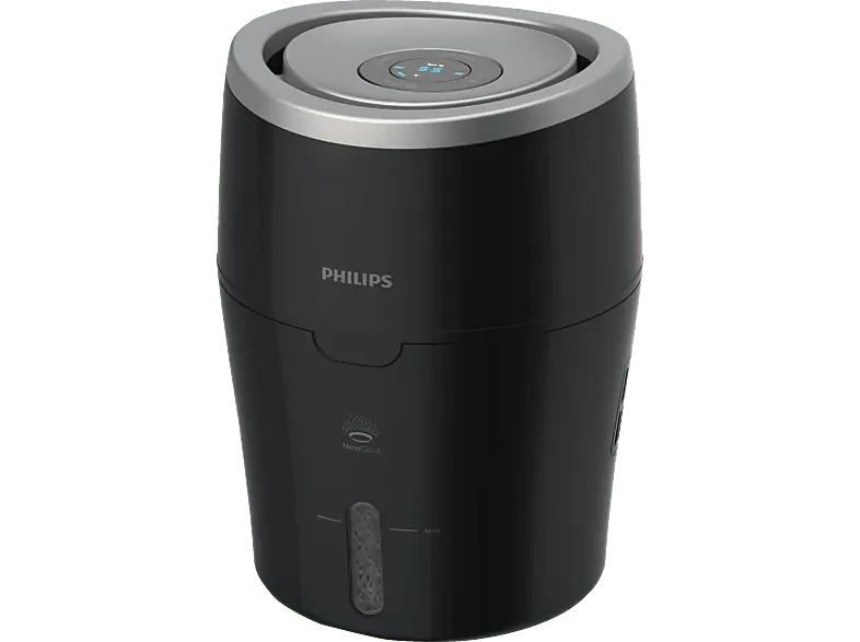 Philips HU4814/10 Serie 2000 Luftbefeuchter mit hygienischer NanoCloud-Technologie Schwarz, Silber (Raumgröße: 44 m²)