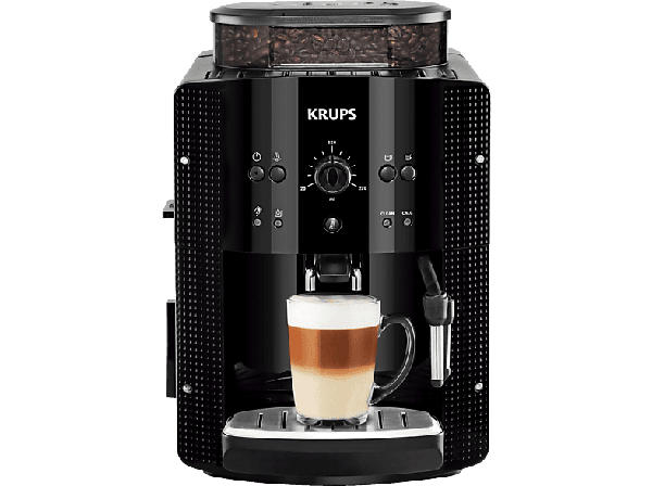 Krups EA 8108 Arabica Picto Kaffeevollautomat (Schwarz, Verstellbares Metall-Kegelmahlwerk , 15 bar, Dampfdüse)