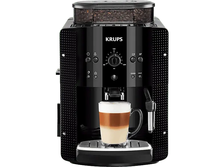 Krups EA 8108 Arabica Picto Kaffeevollautomat (Schwarz, Verstellbares Metall-Kegelmahlwerk , 15 bar, Dampfdüse)