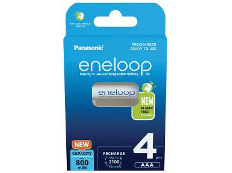 Eneloop AAA 800 mAh, NiMH, vorgeladen, 4er-Pack; Batterie wiederaufladbar