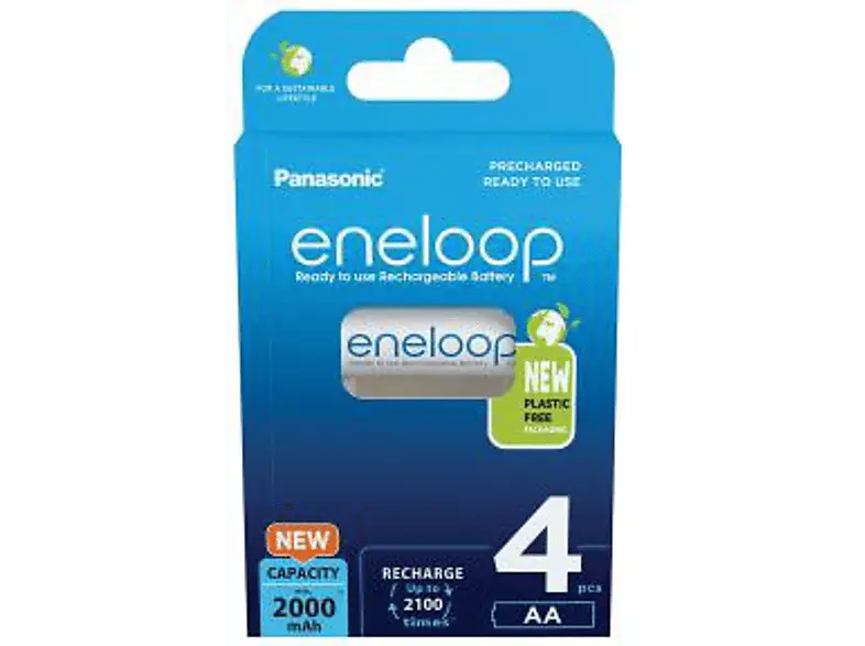 Eneloop AA 2000 mAh, NiMH, vorgeladen, 4er-Pack; Batterie wiederaufladbar