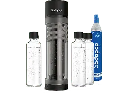 Sodapop Logan Wassersprudler mit 3 Flaschen, CO² Zylinder inklusive , Matt Schwarz