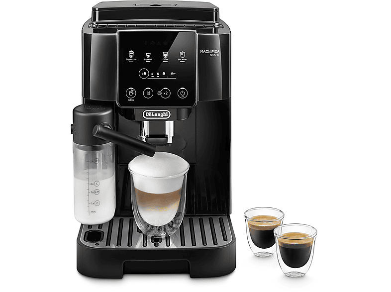 De'Longhi ECAM 220.60.B Magnifica Start Milk Kaffeevollautomat (Schwarz, integriertes Mahlwerk, 15 bar, externer Milchbehälter)