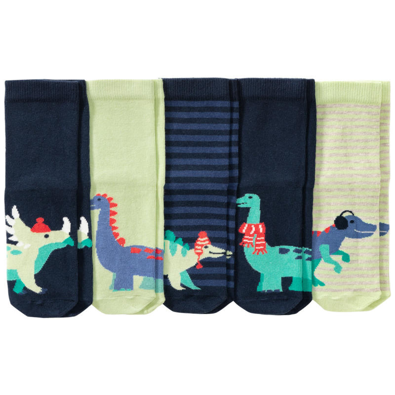 5 Paar Baby Socken mit Dino-Motiven (Nur online)