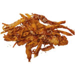 Mix Markt Snack aus Riesenkalmar (Dosidicus gigas) mit Sesam und Chili in Streifen, gesalzen und gedörrt, aufgetaut / lose - bis 20.09.2025