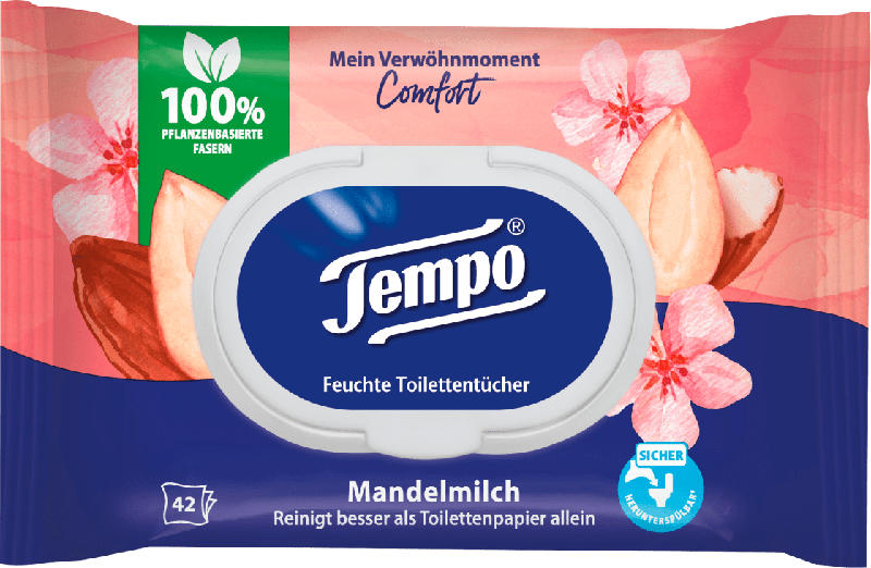 Tempo Feuchte Toilettentücher Mandelmilch & Panthenol