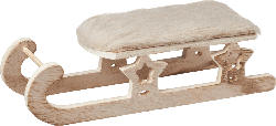 Dekorieren & Einrichten Holzschlitten mit Sternen & Fell, beige