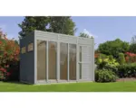 Hornbach Gartenhaus Bertilo Cubo inkl. Fußboden Fenster 336 x 234 cm hellgrau
