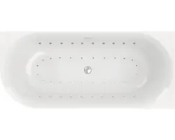 Freistehender Whirlpool Ottofond Afinar Corner 80x180x60 cm linke Ecke abgerundet mit Licht- und Silentsystemweiß/schwarz glänzend glatt