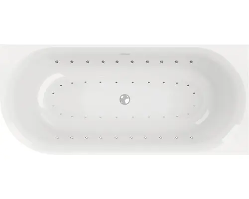 Freistehender Whirlpool Ottofond Afinar Corner 80x180x60 cm linke Ecke abgerundet mit Licht- und Silentsystemweiß/schwarz glänzend glatt