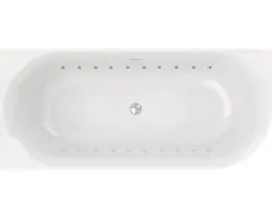 Freistehnder Whirlpool Ottofond Afinar Corner 80x180x60 cm rechte Ecke abgerundet mit Lichtsystemweiß/schwarz glänzend glatt