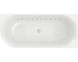 Freistehender Whirlpool Ottofond Afinar Corner 80x180x60 cm linke Ecke abgerundet mit Lichtsystemweiß/schwarz glänzend glatt