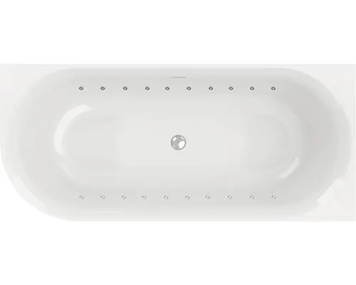 Freistehender Whirlpool Ottofond Afinar Corner 80x180x60 cm linke Ecke abgerundet mit Lichtsystemweiß/schwarz glänzend glatt