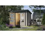Hornbach Gartenhaus Karibu Metalwood Blech anthrazit 209 x 213 cm wassergrau