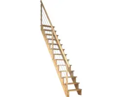 Pertura Wangentreppe Filia Buche massiv ohne setzstufen Versiegelt gerade 75 cm 12 Stufen / 13 Steigungen Relinggeländer