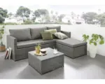 Hornbach Loungeset Destiny Pesaro Polyrattan 4-Sitzer 3-teilig grau