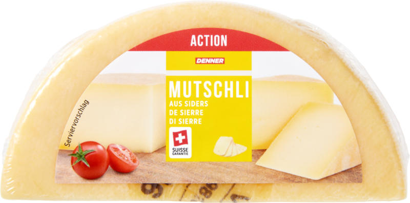 Fromage à pâte mi-dure Mutschli Denner, de Sierre, env. 375 g, les 100 g