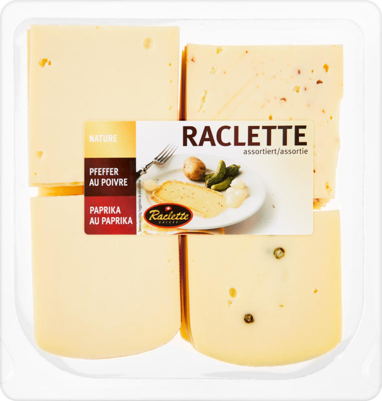 Fromage à raclette suisse, en tranches, assorties, 1 kg