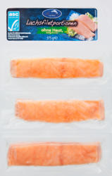 Filetti di salmone porzionati Laschinger, senza pelle, al naturale, Norvegia, 375 g