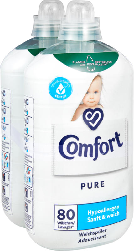 Ammorbidente Pure Comfort, 2 x 80 cicli di lavaggio, 2 x 2 litri